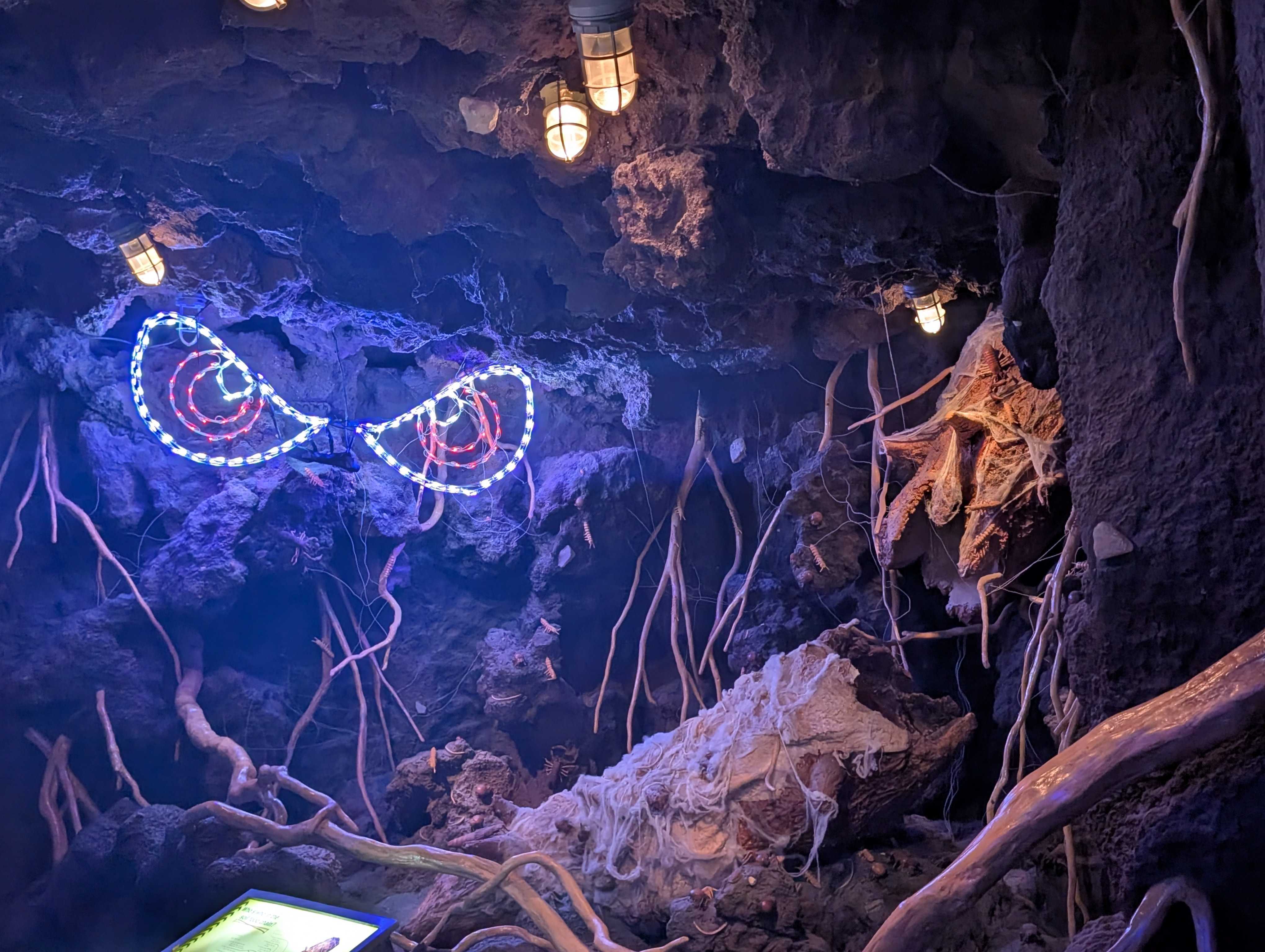 Spooky, halloween eyes in an underground landscape