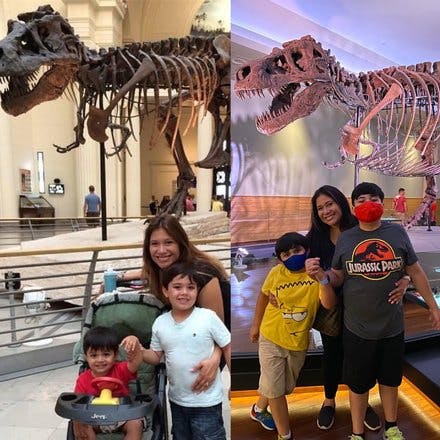 What a difference 7 years makes! Even Sue looks different! 😝
#fieldmuseum #meandboys 
#museumjunkies